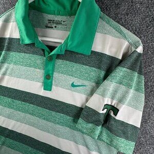 Nike Golf Green Striped Small Short Sleeve Polo Shirt Dri-fit Performance Adult